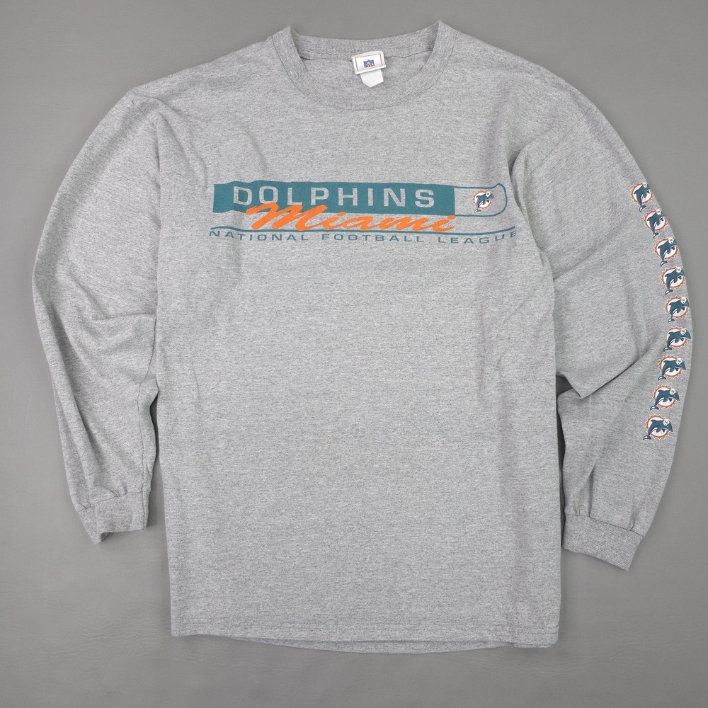 Miami Dolphins Shirt Mens Extra Large Gray NFL Football Long Sleeve Graphic Tee